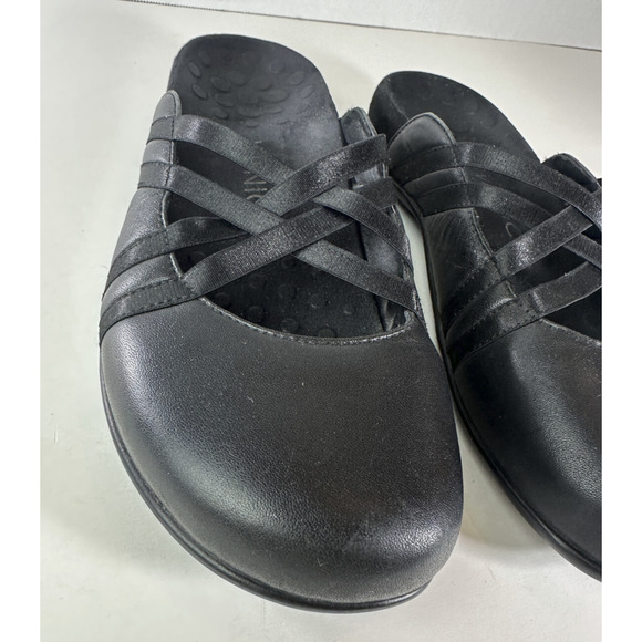 Vionic CLAIRE Flat Mule Slide Leather Crisscross Comfort Shoes Black Size 9 - Picture 12 of 15